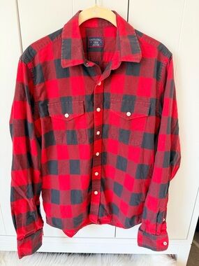 UNTUCKit Red Buffalo Plaid Flannel Shirt XS Slim Fit 100% Cotton